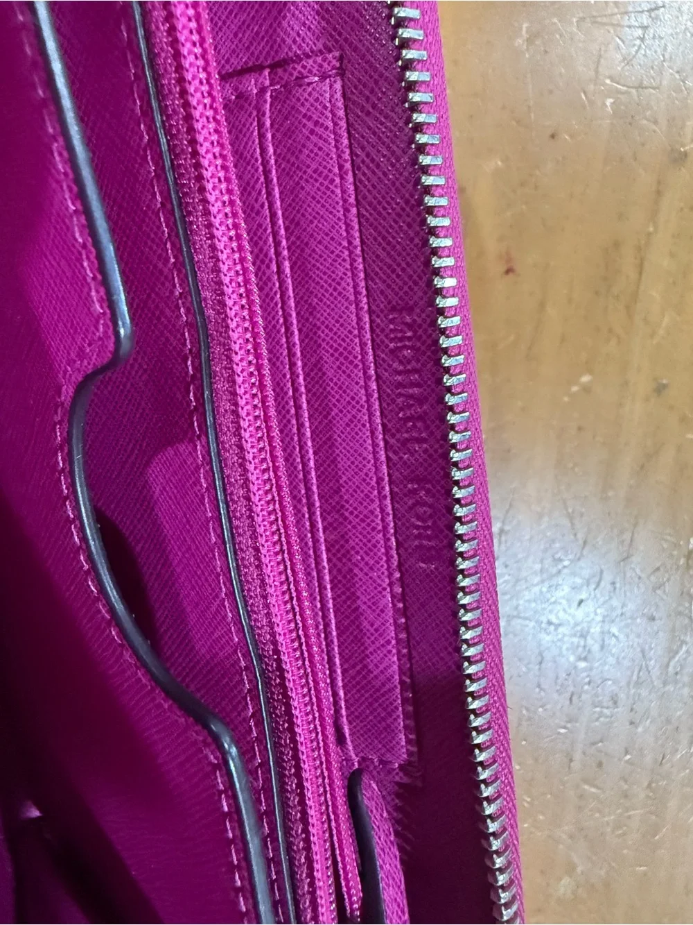 Michael Kors Magenta Saffiano Zip Wristlet